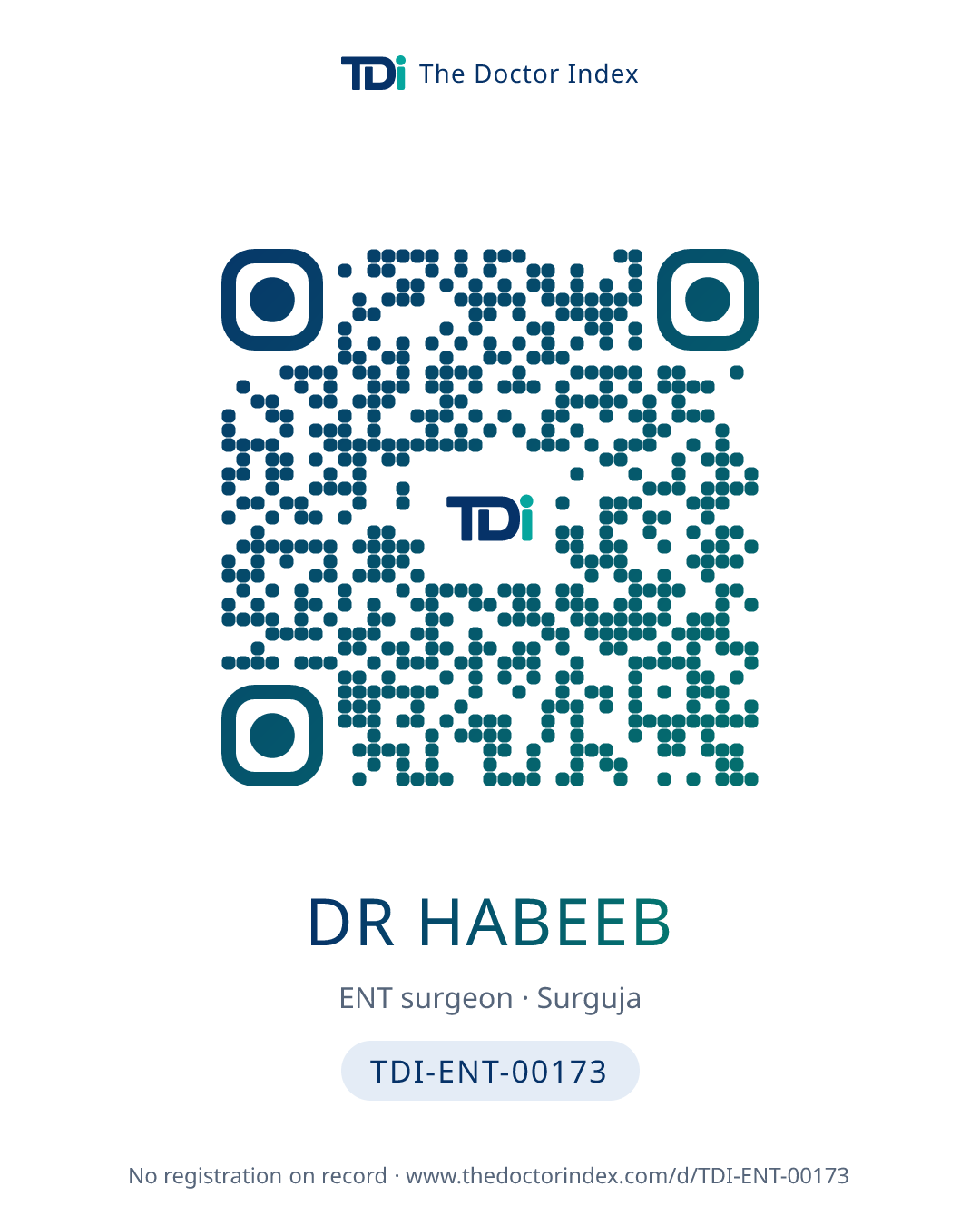 QR card for Dr Habeeb, TDI-ENT-00173