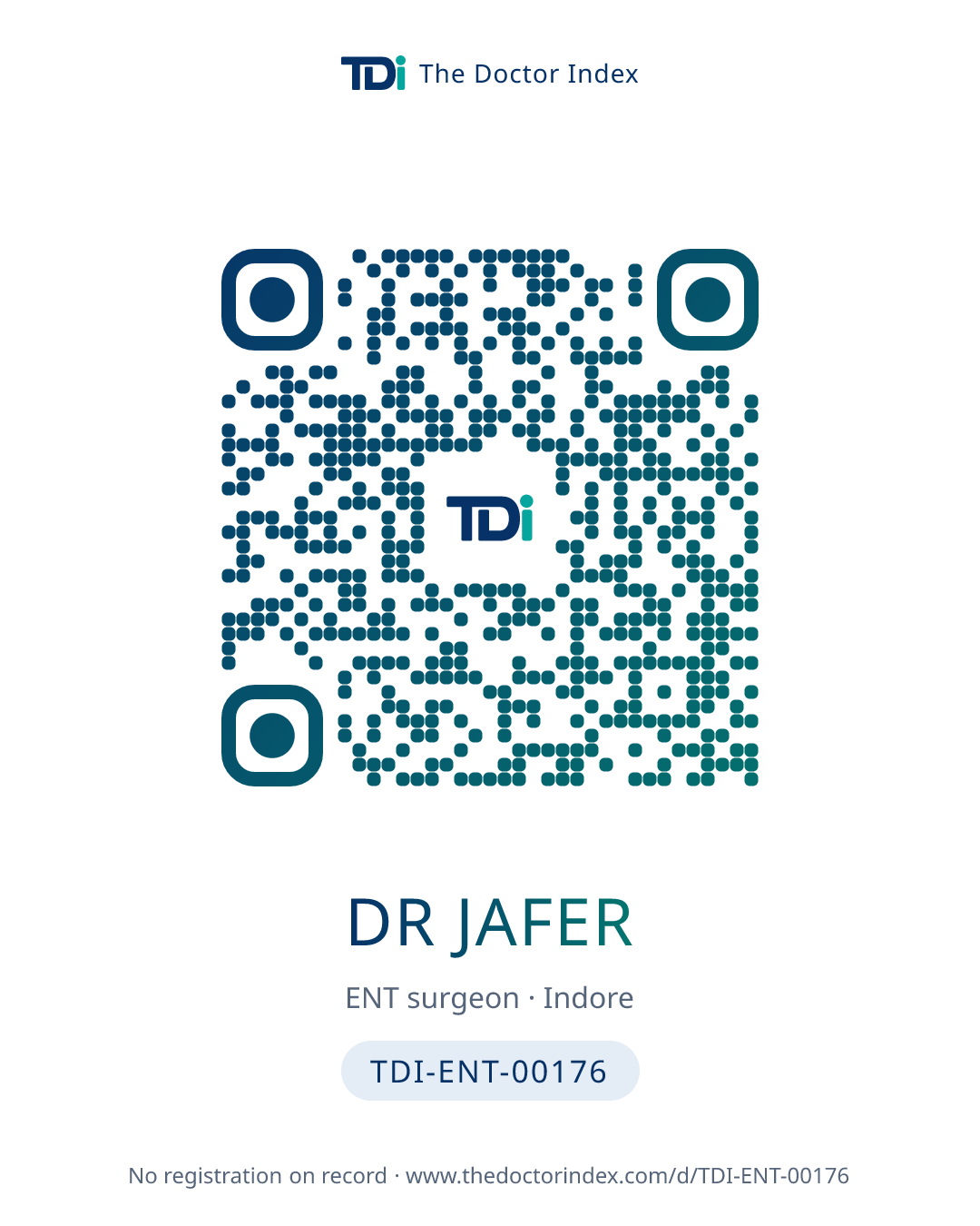 QR card for Dr Jafer, TDI-ENT-00176