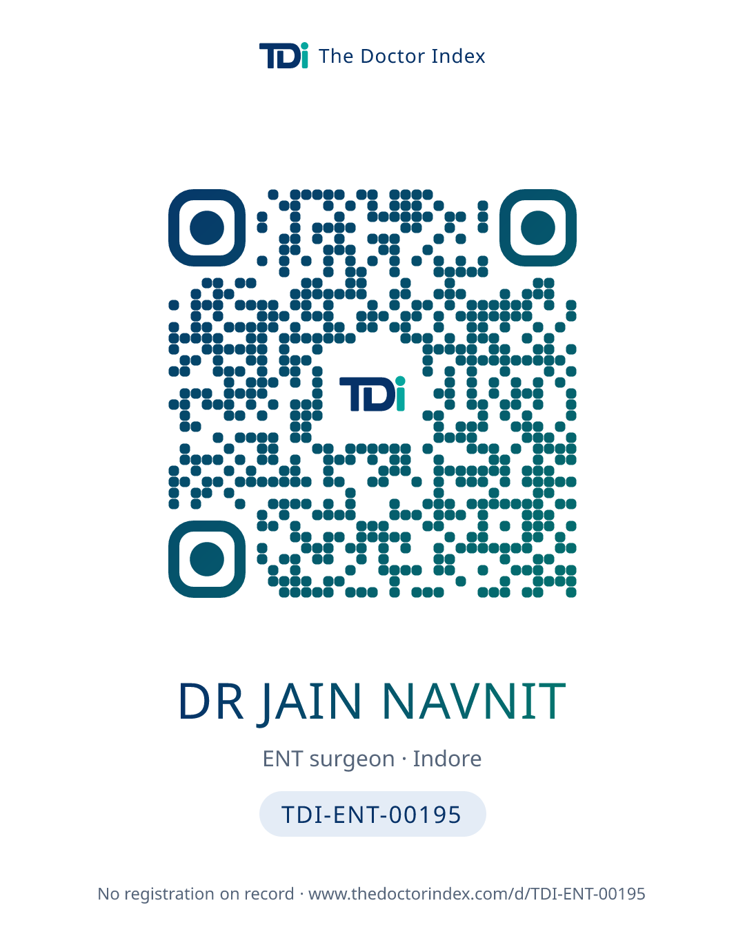 QR card for Dr Jain Navnit, TDI-ENT-00195