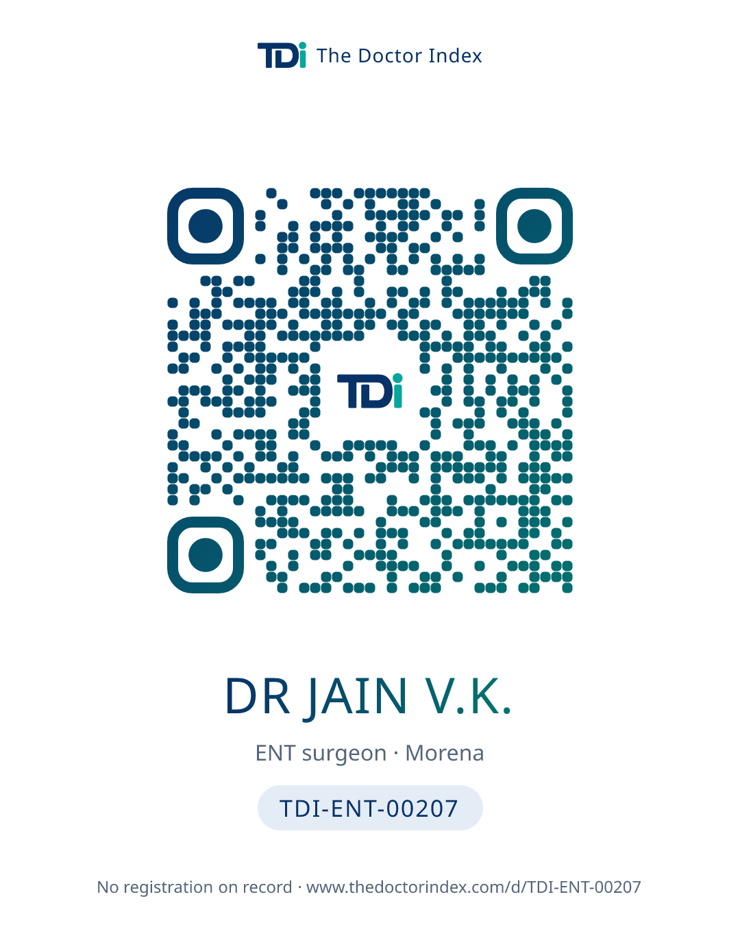QR card for Dr Jain V.K., TDI-ENT-00207