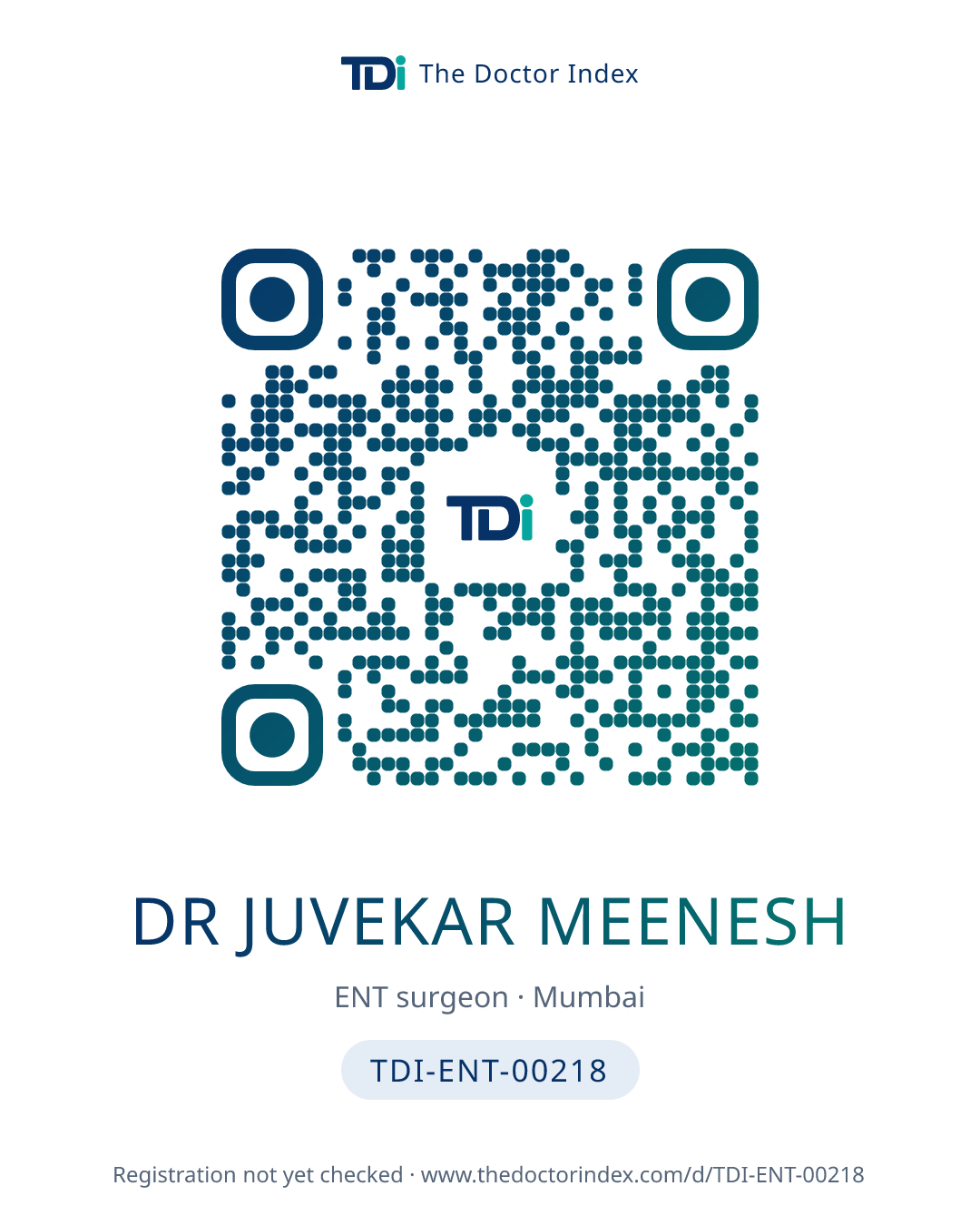 QR card for Dr Juvekar Meenesh, TDI-ENT-00218
