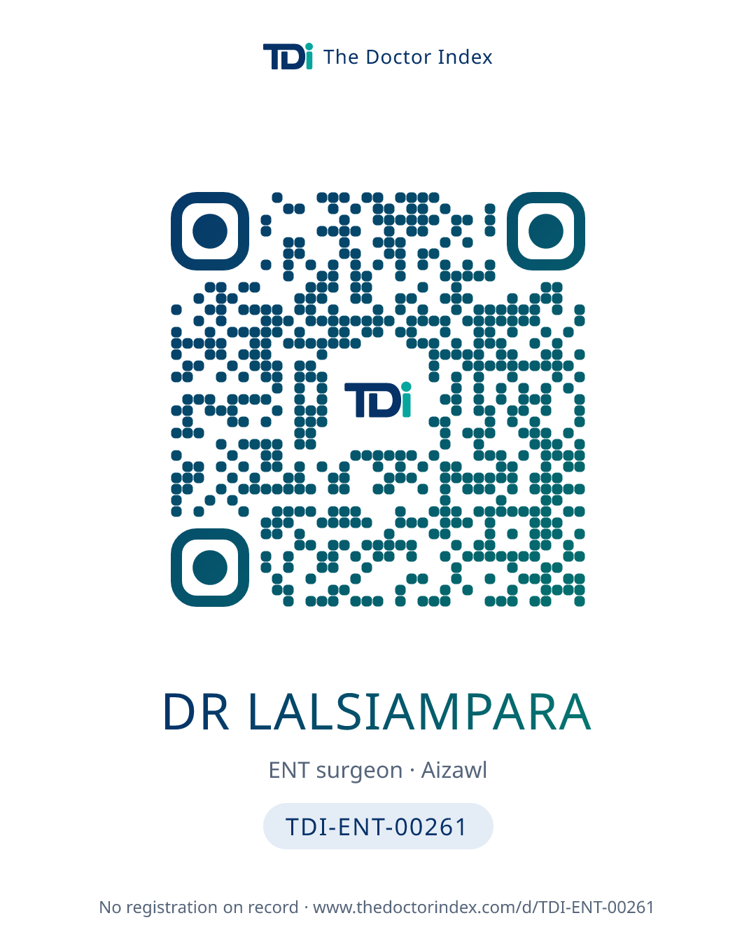 QR card for Dr Lalsiampara, TDI-ENT-00261
