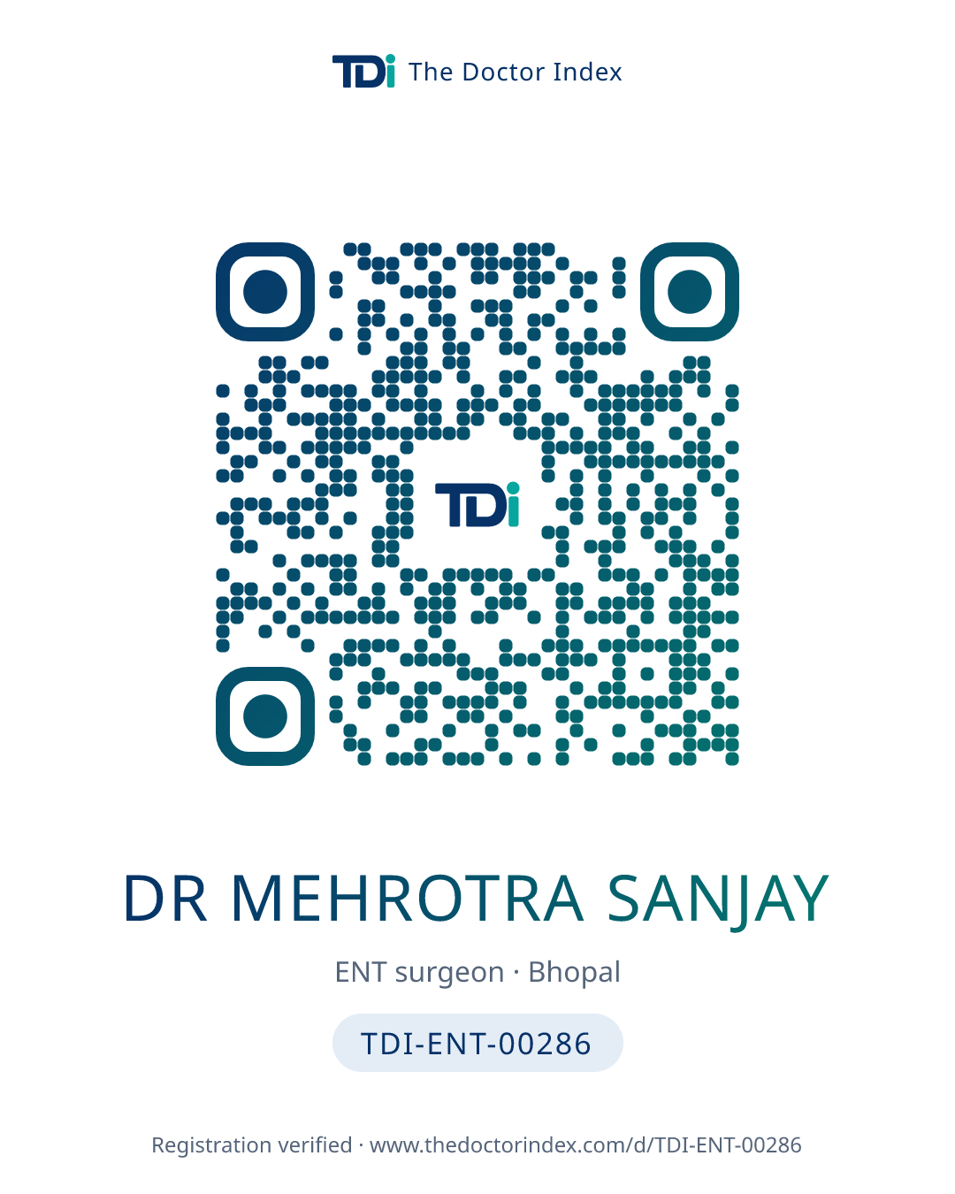 QR card for Dr Mehrotra Sanjay, TDI-ENT-00286
