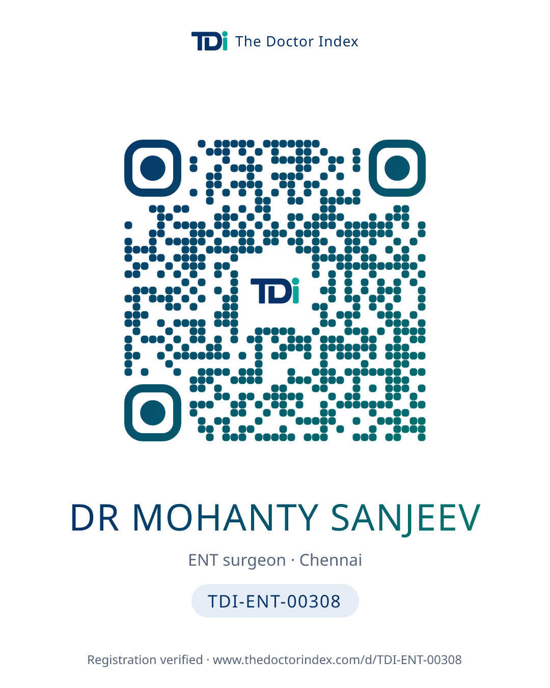 QR card for Dr Mohanty Sanjeev, TDI-ENT-00308