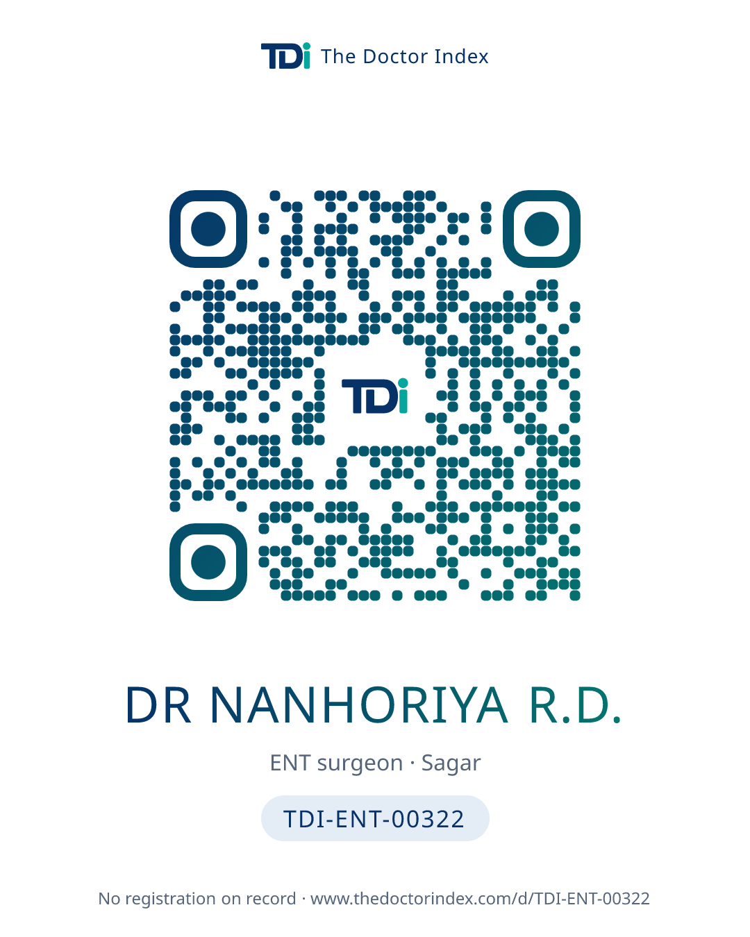 QR card for Dr Nanhoriya R.D., TDI-ENT-00322