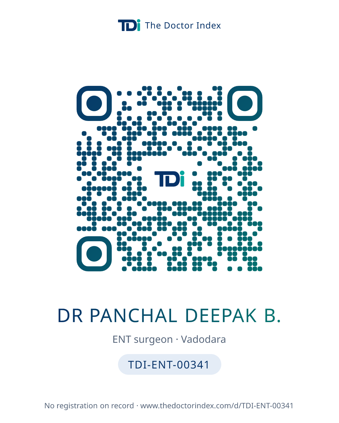 QR card for Dr Panchal Deepak B., TDI-ENT-00341