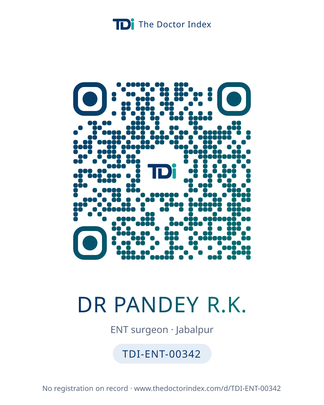 QR card for Dr Pandey R.K., TDI-ENT-00342