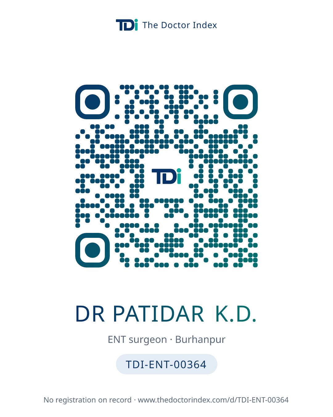 QR card for Dr Patidar K.D., TDI-ENT-00364