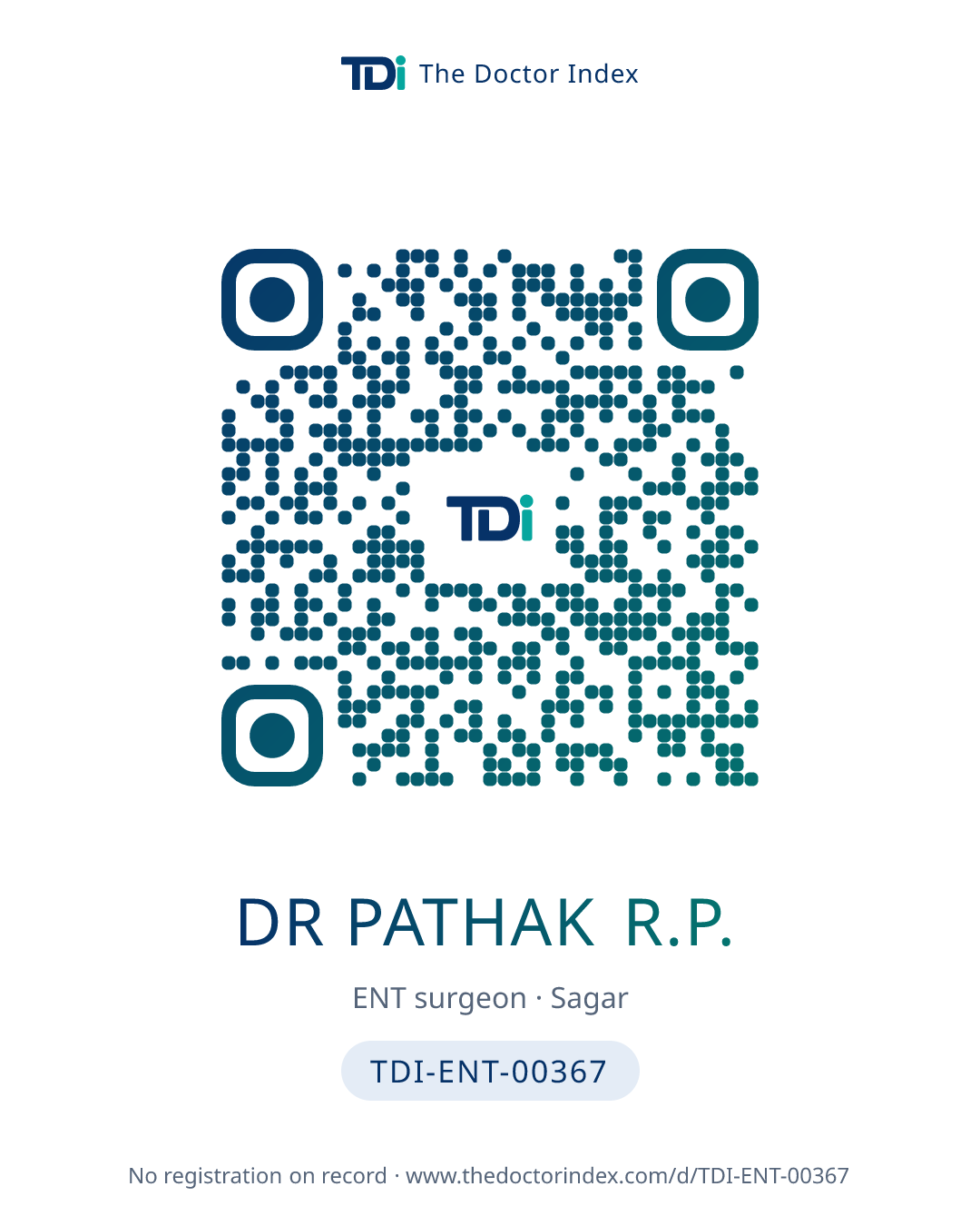 QR card for Dr Pathak R.P., TDI-ENT-00367