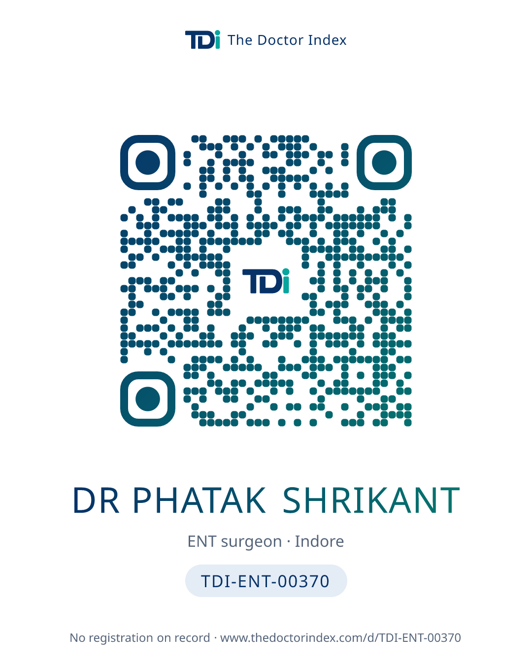 QR card for Dr Phatak Shrikant, TDI-ENT-00370