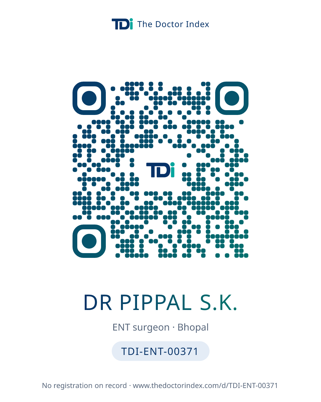QR card for Dr Pippal S.K., TDI-ENT-00371