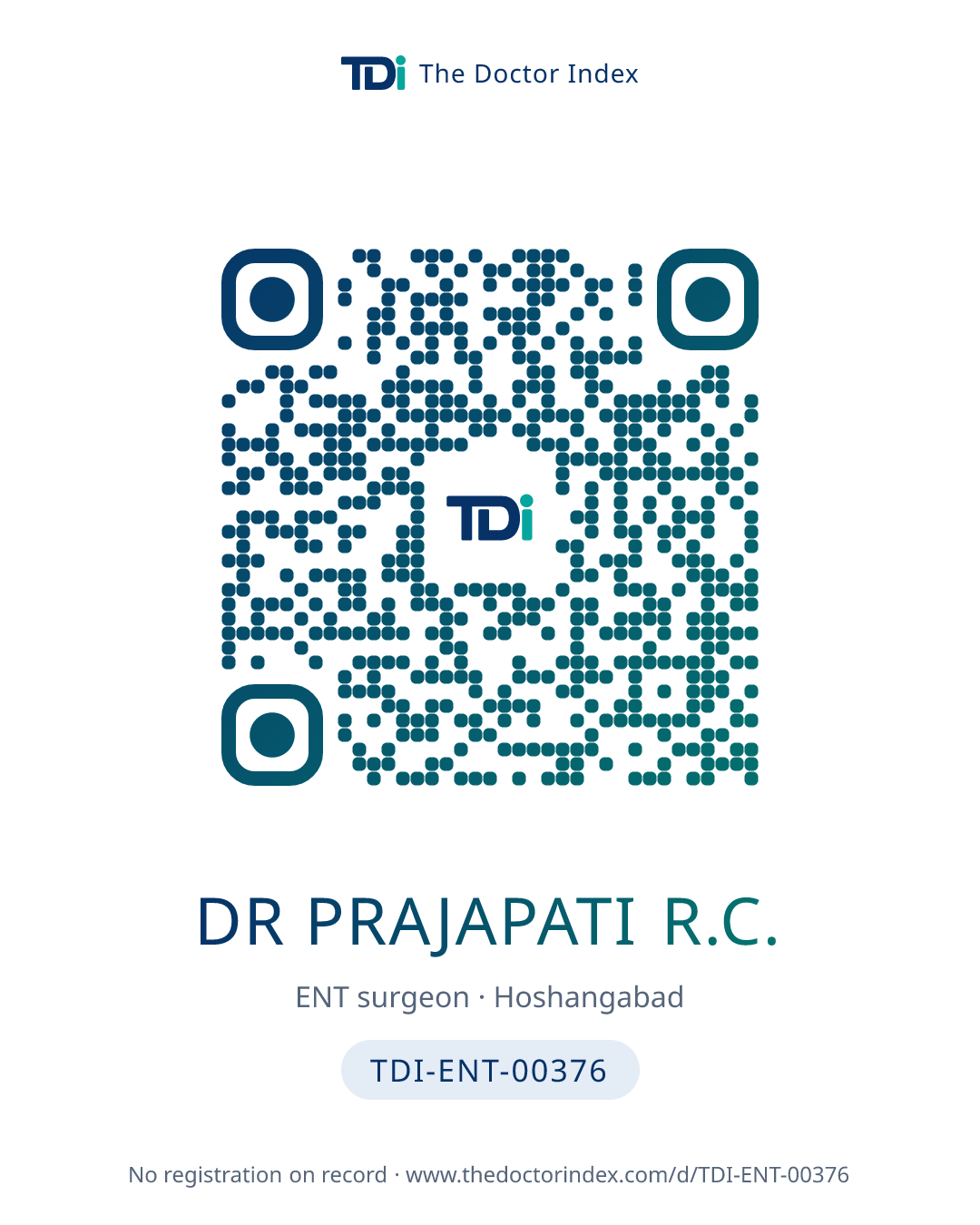 QR card for Dr Prajapati R.C., TDI-ENT-00376