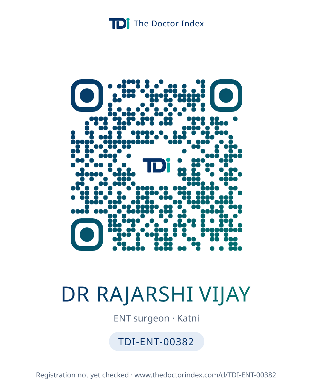 QR card for Dr Rajarshi Vijay, TDI-ENT-00382