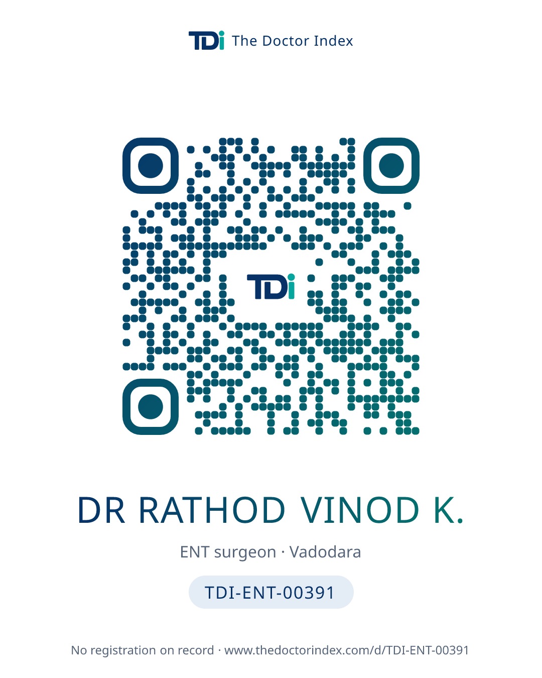 QR card for Dr Rathod Vinod K., TDI-ENT-00391