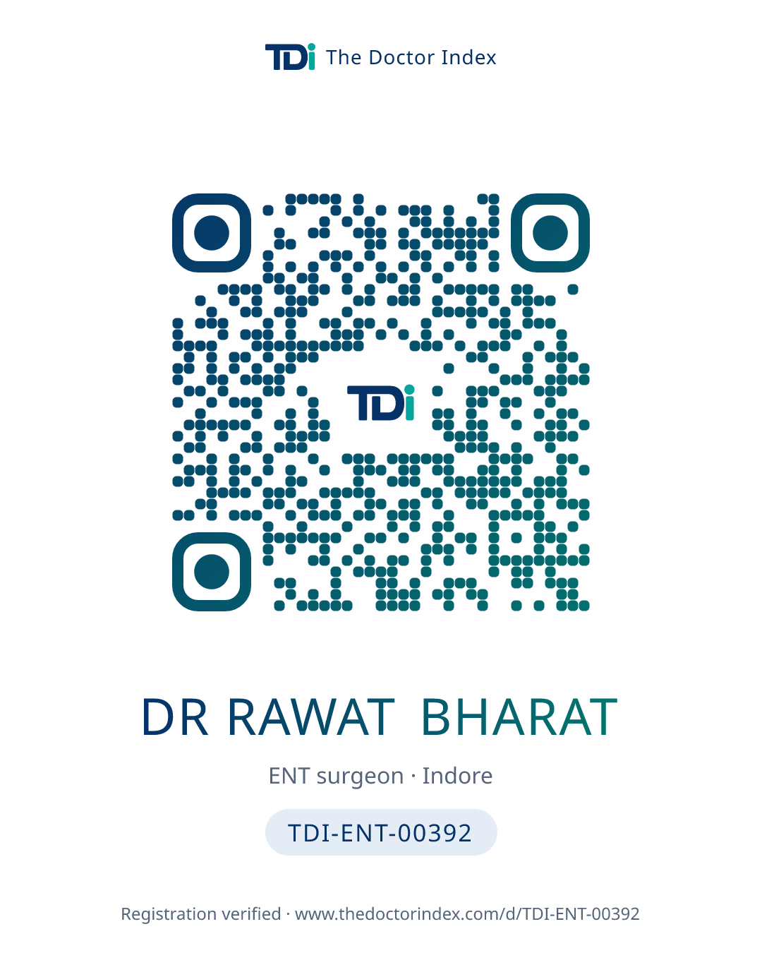 QR card for Dr Rawat Bharat, TDI-ENT-00392