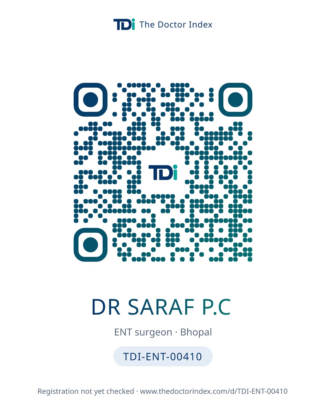 QR card for Dr Saraf P.C, TDI-ENT-00410