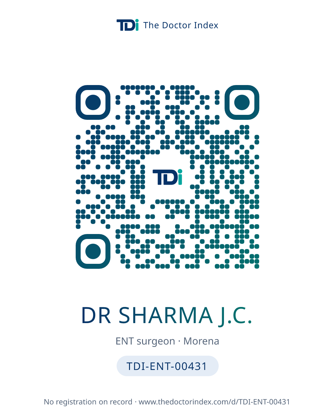 QR card for Dr Sharma J.C., TDI-ENT-00431