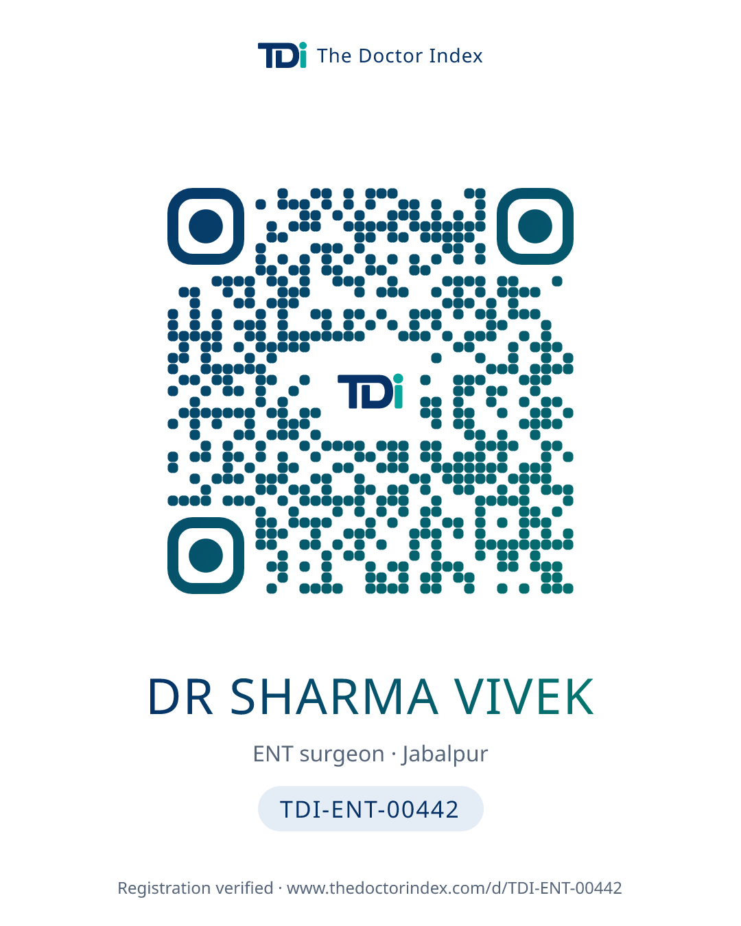 QR card for Dr Sharma Vivek, TDI-ENT-00442
