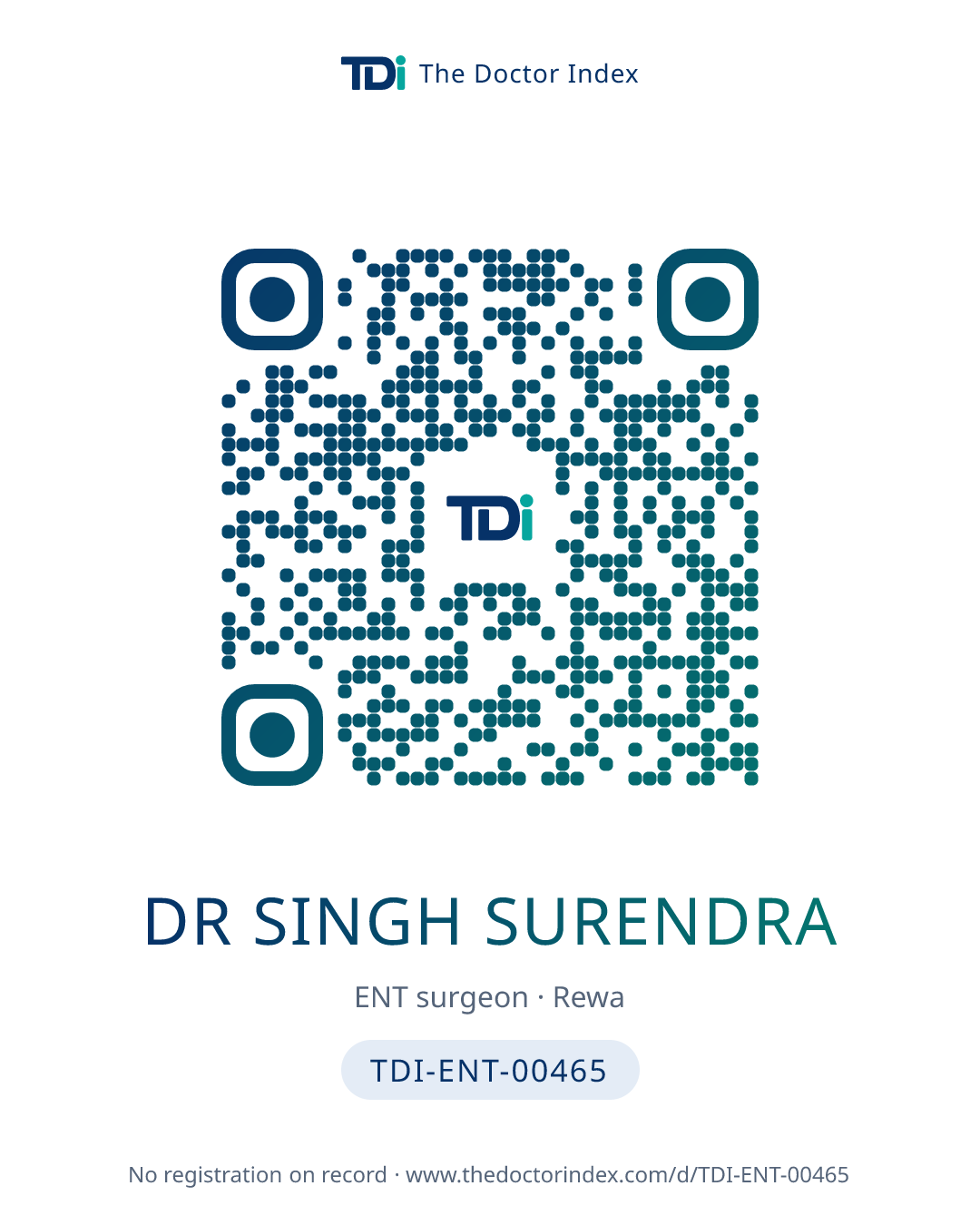 QR card for Dr Singh Surendra, TDI-ENT-00465