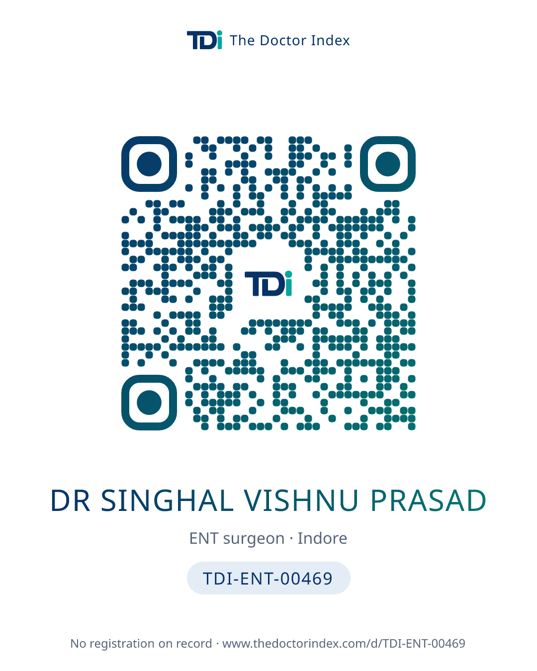 QR card for Dr Singhal Vishnu Prasad, TDI-ENT-00469
