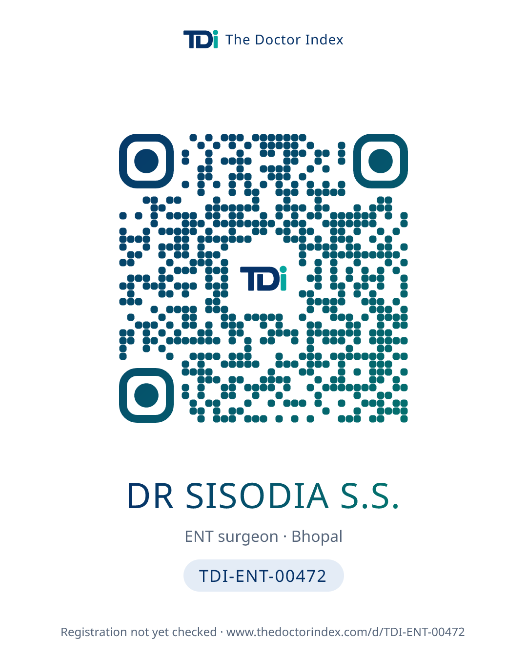 QR card for Dr Sisodia S.S., TDI-ENT-00472