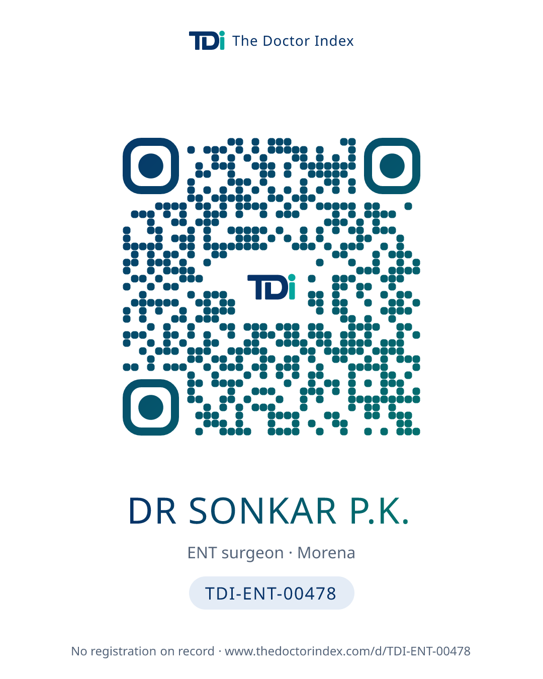 QR card for Dr Sonkar P.K., TDI-ENT-00478