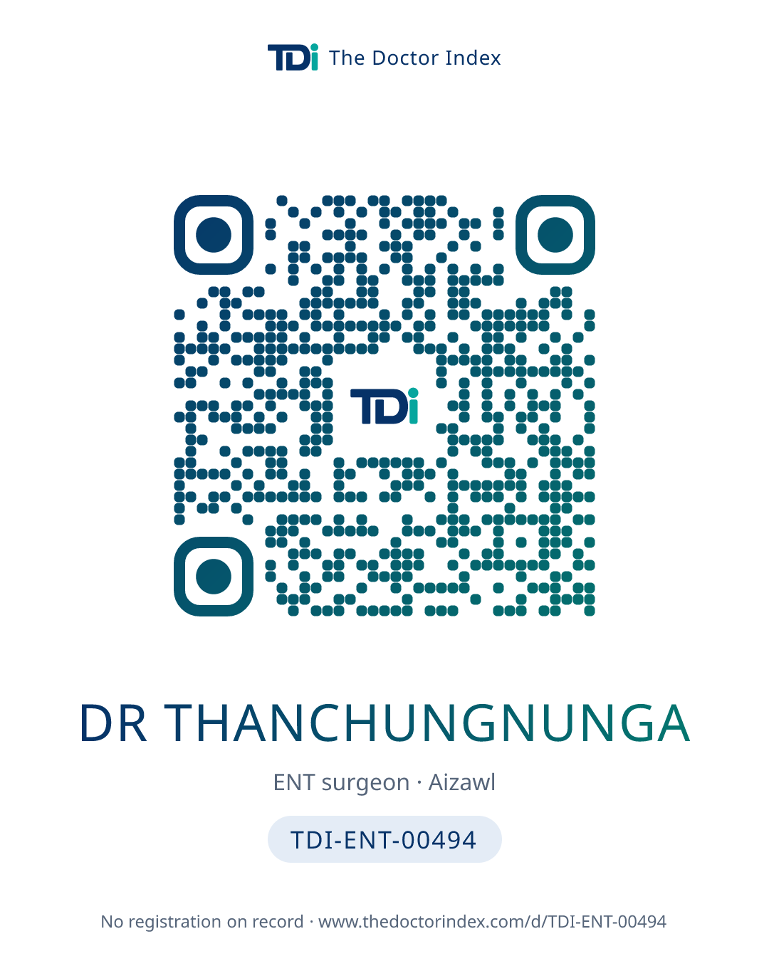 QR card for Dr Thanchungnunga, TDI-ENT-00494