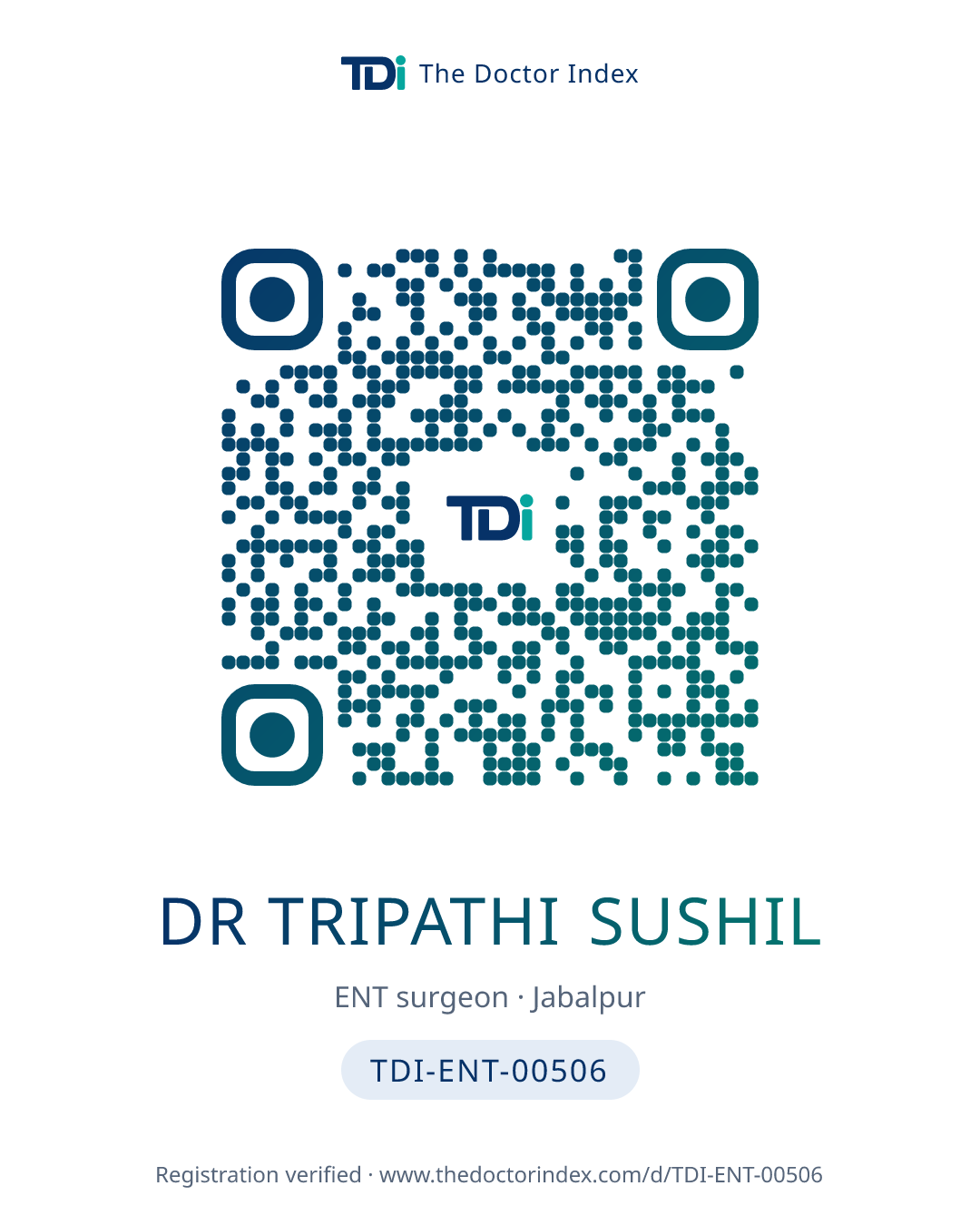 QR card for Dr Tripathi Sushil, TDI-ENT-00506