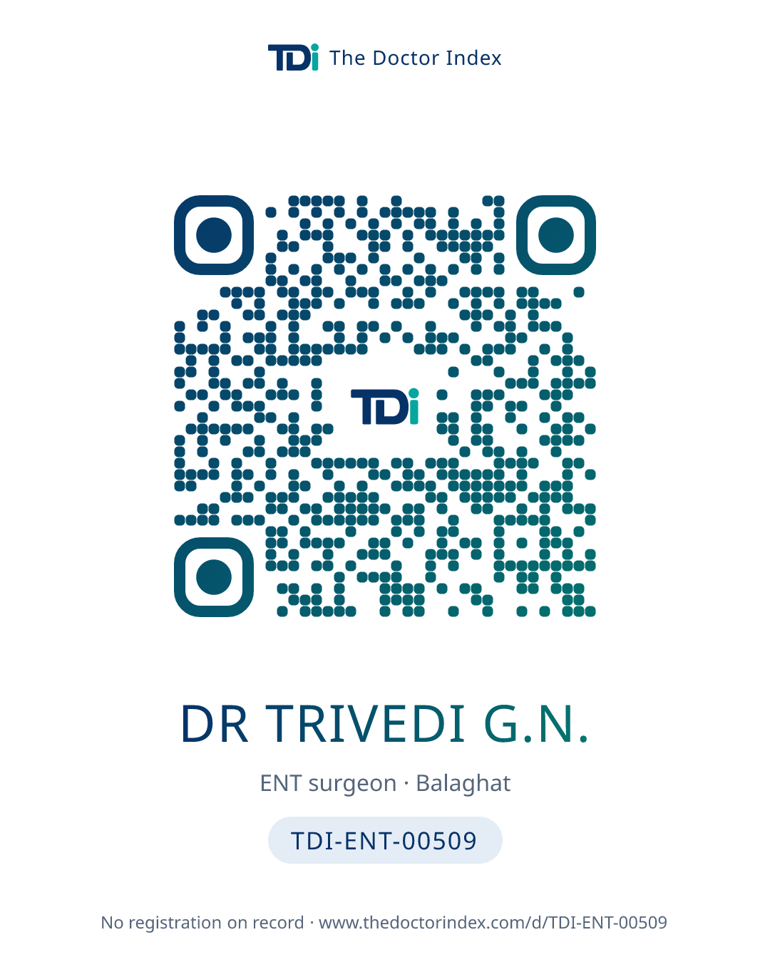 QR card for Dr Trivedi G.N., TDI-ENT-00509