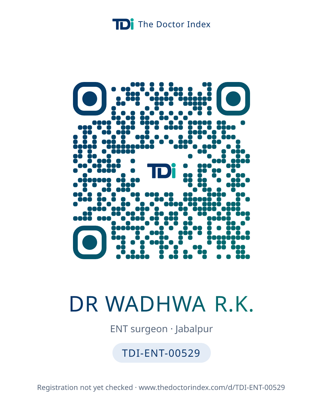 QR card for Dr Wadhwa R.K., TDI-ENT-00529
