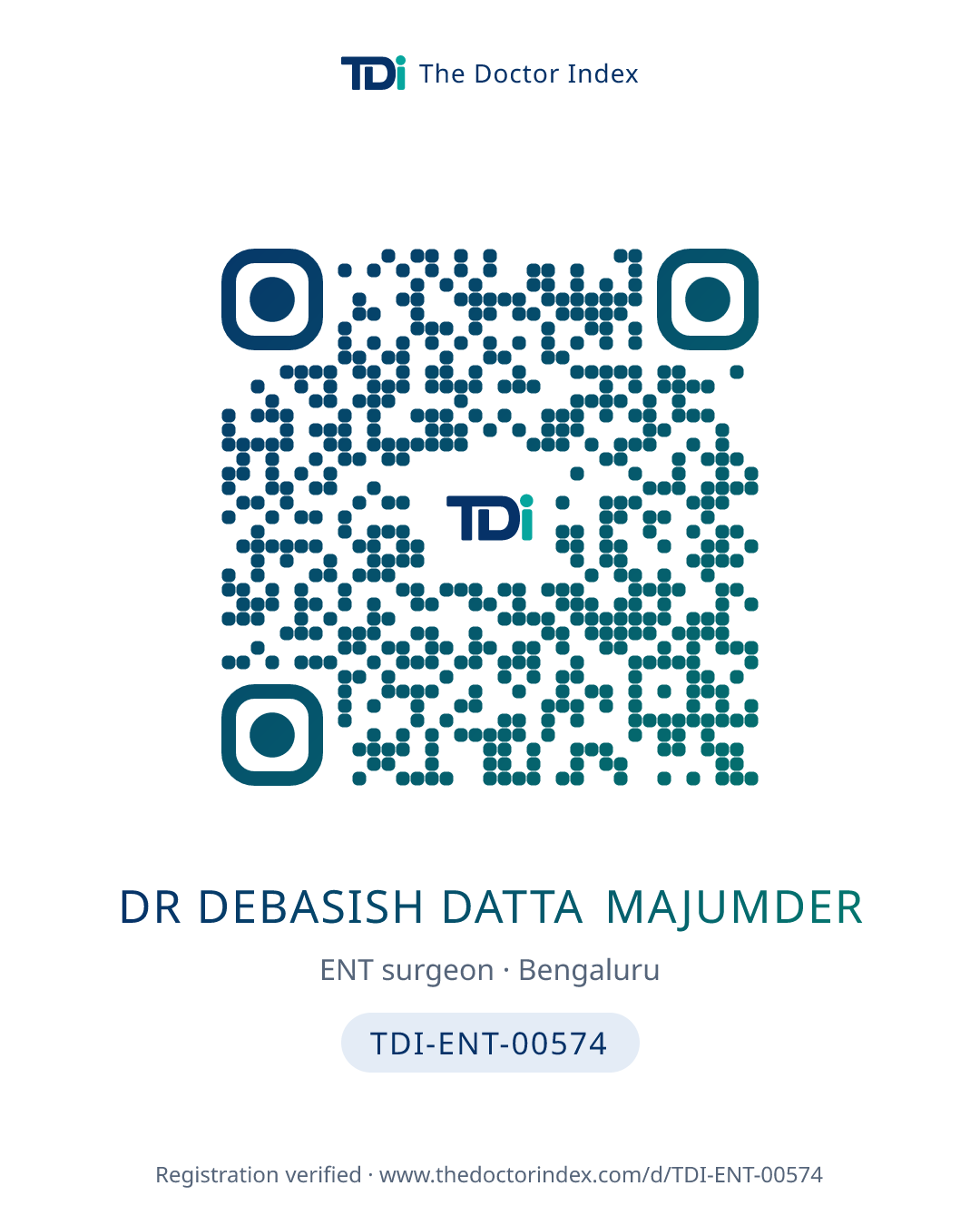 QR card for Dr Debasish Datta Majumder, TDI-ENT-00574