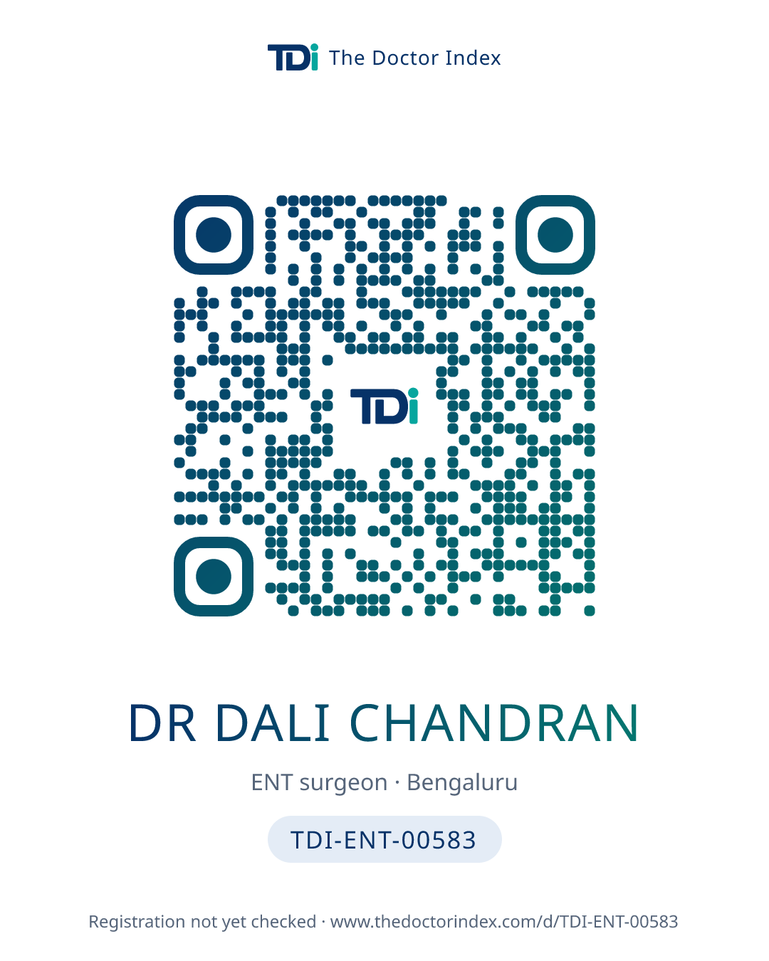 QR card for Dr Dali Chandran, TDI-ENT-00583