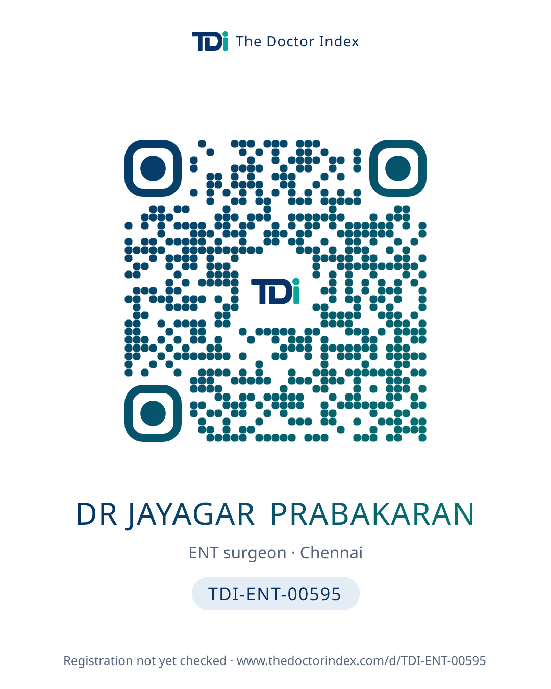 QR card for Dr Jayagar Prabakaran, TDI-ENT-00595