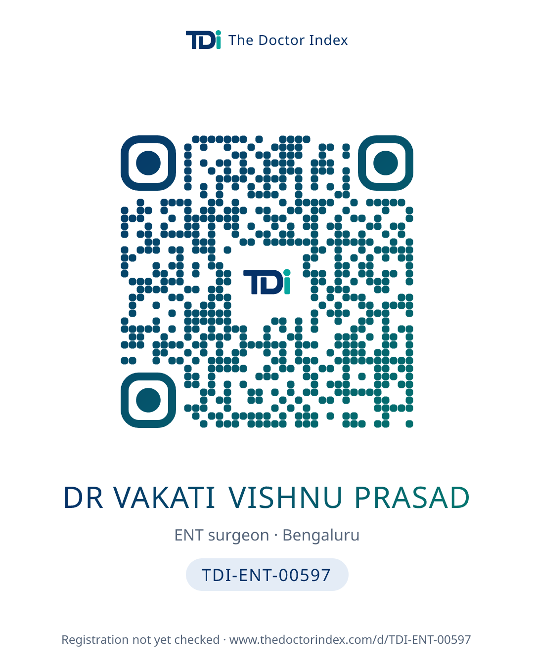QR card for Dr Vakati Vishnu Prasad, TDI-ENT-00597