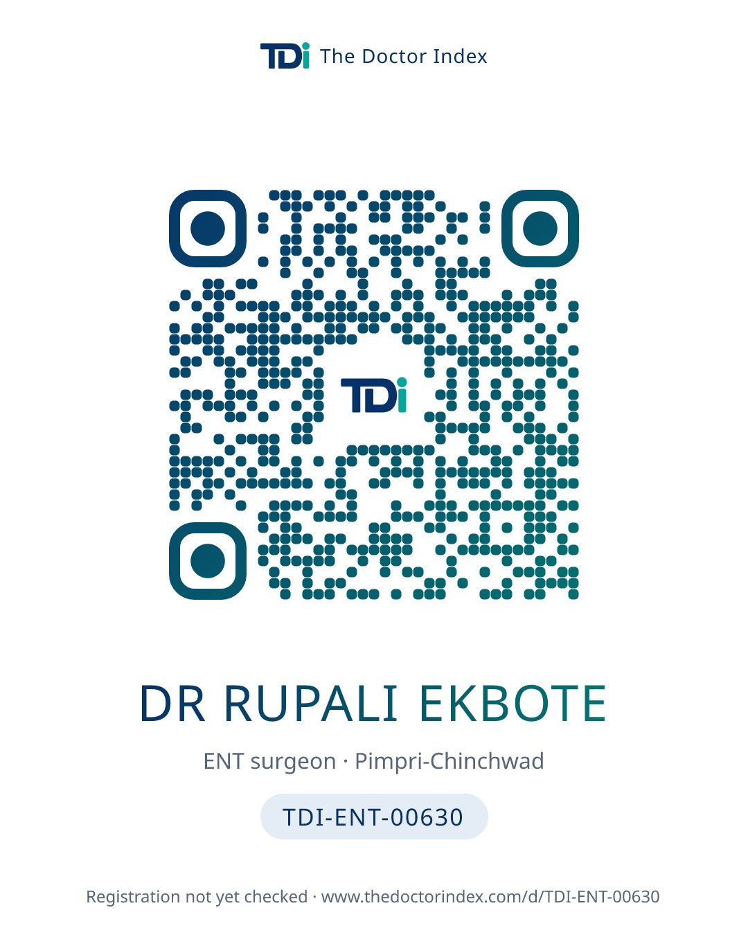 QR card for Dr Rupali Ekbote, TDI-ENT-00630