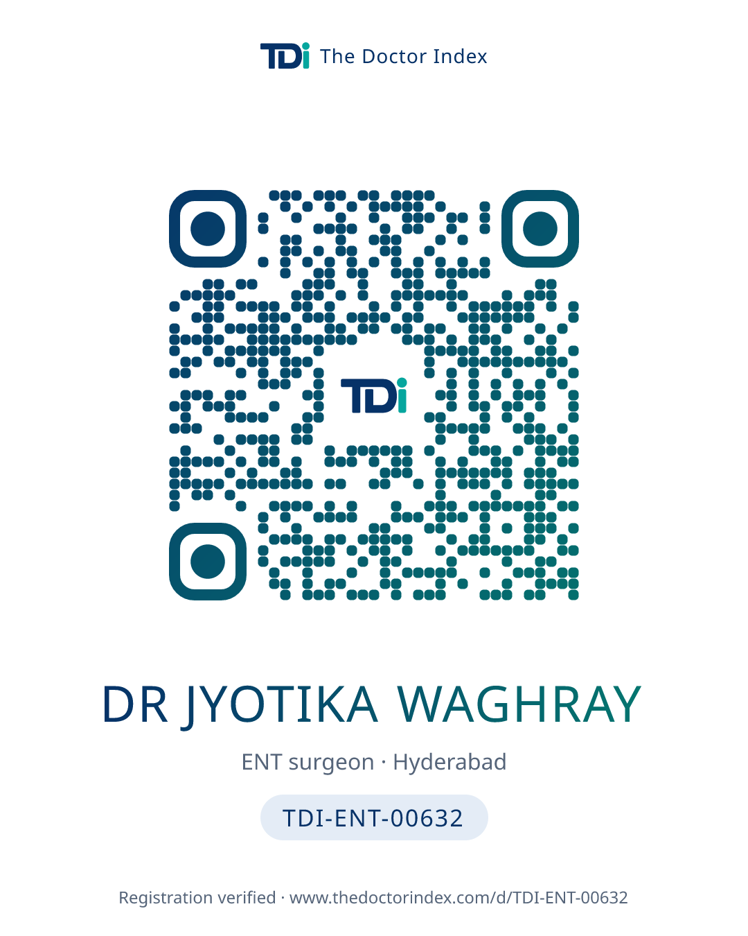 QR card for Dr Jyotika Waghray, TDI-ENT-00632
