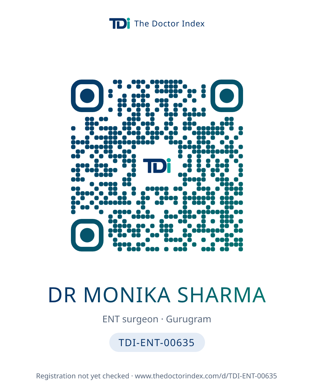QR card for Dr Monika Sharma, TDI-ENT-00635