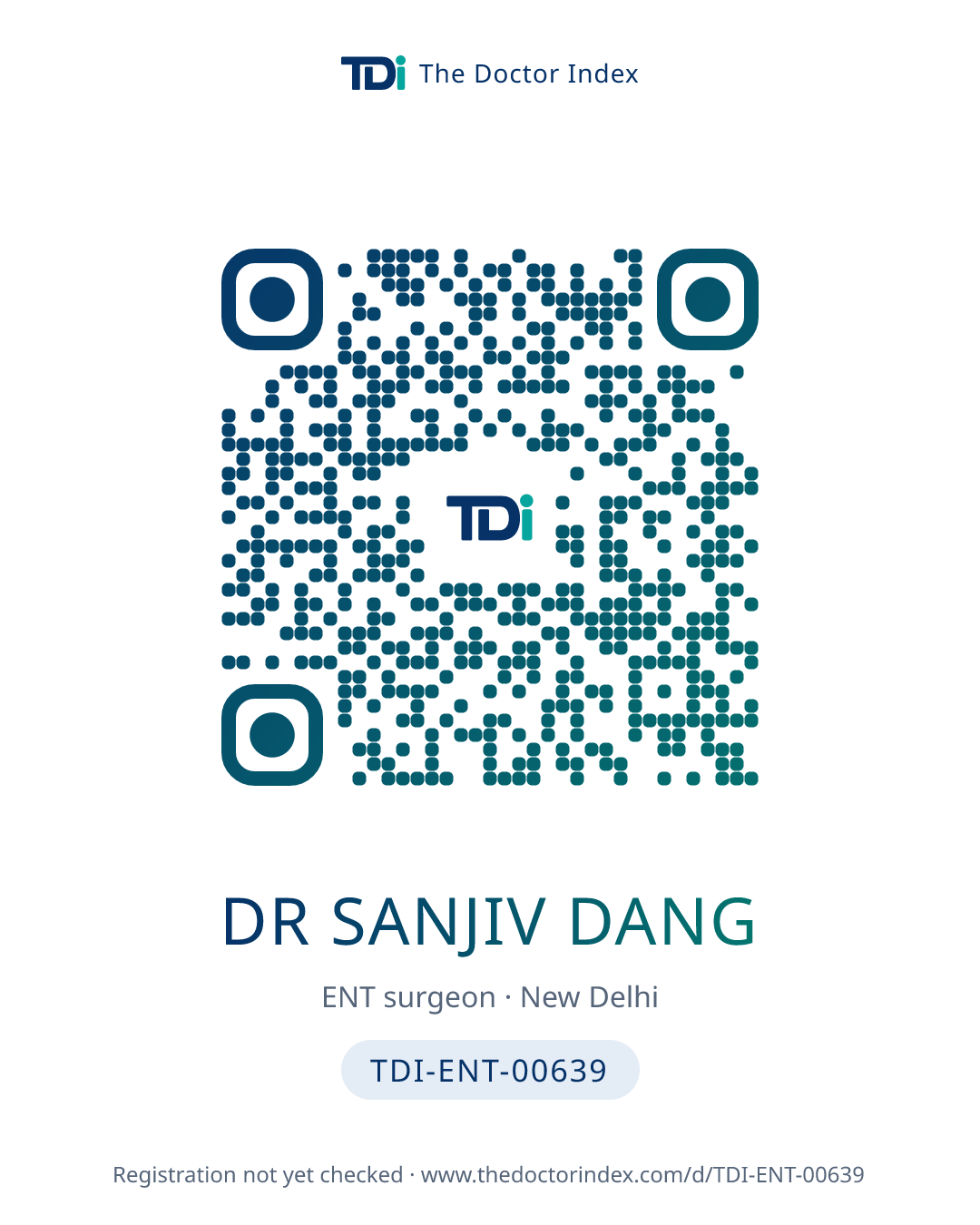 QR card for Dr Sanjiv Dang, TDI-ENT-00639