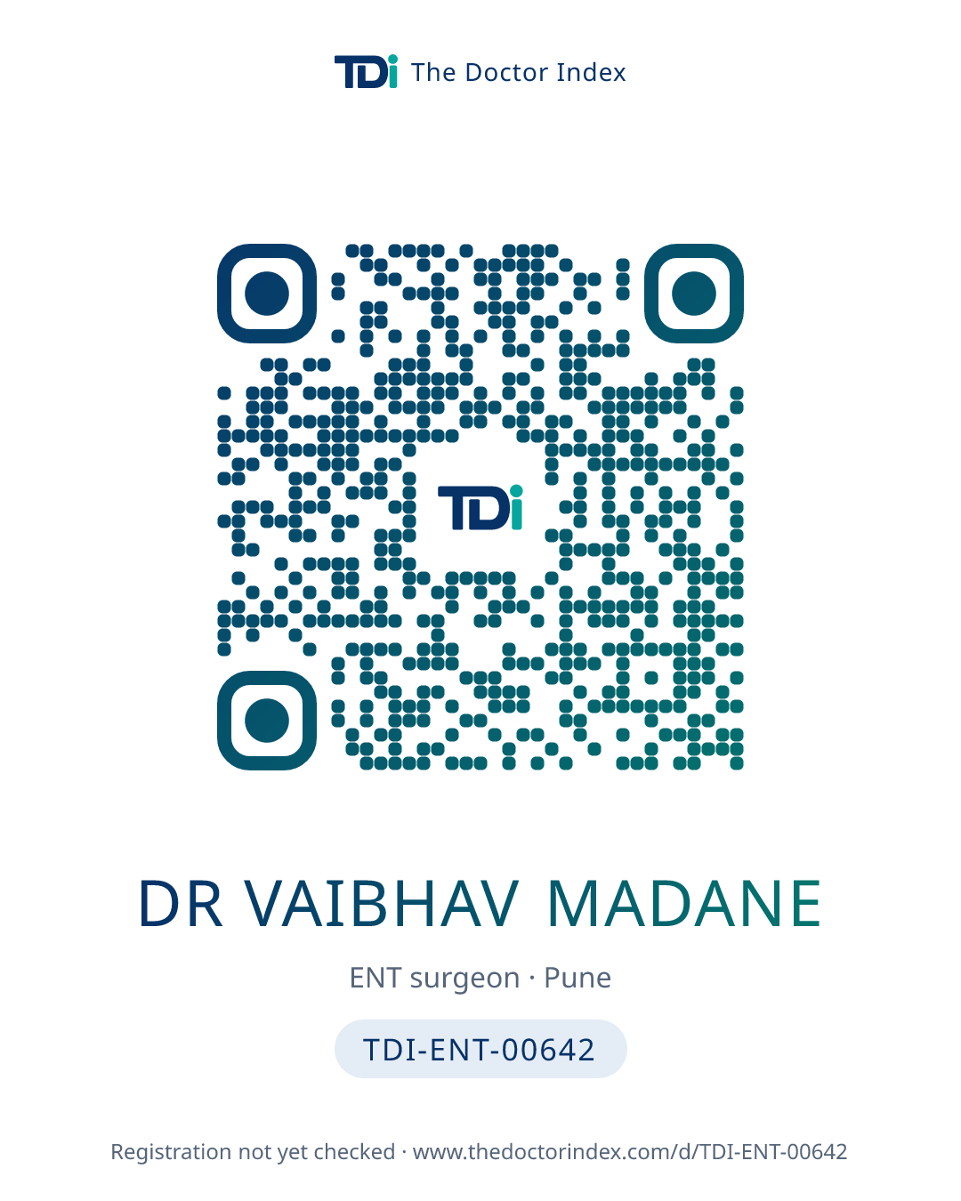 QR card for Dr Vaibhav Madane, TDI-ENT-00642