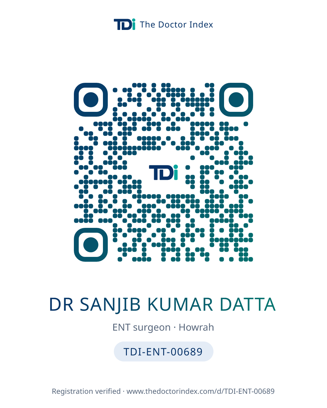 QR card for Dr Sanjib Kumar Datta, TDI-ENT-00689