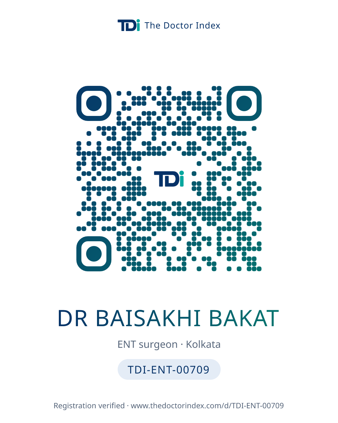 QR card for Dr Baisakhi Bakat, TDI-ENT-00709
