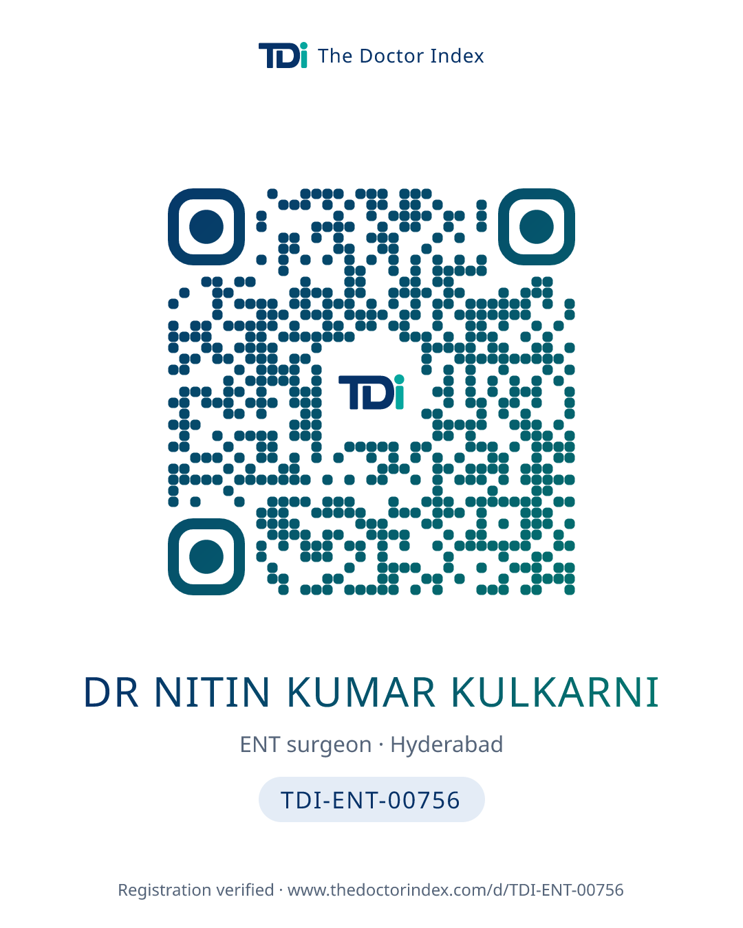 QR card for Dr Nitin Kumar Kulkarni, TDI-ENT-00756