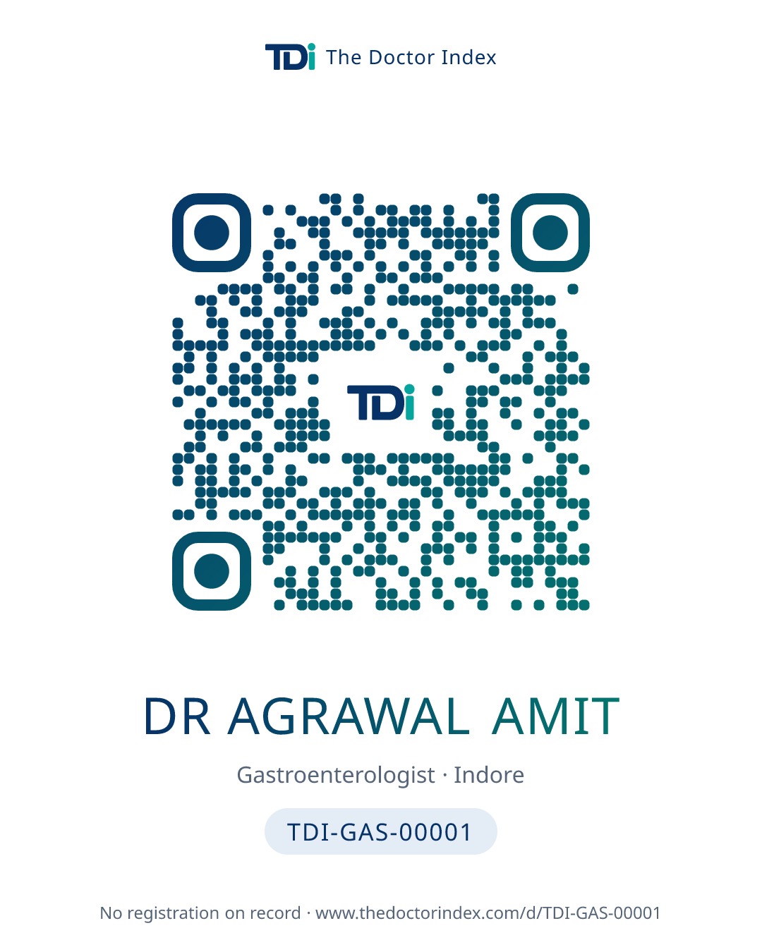 QR card for Dr Agrawal Amit, TDI-GAS-00001