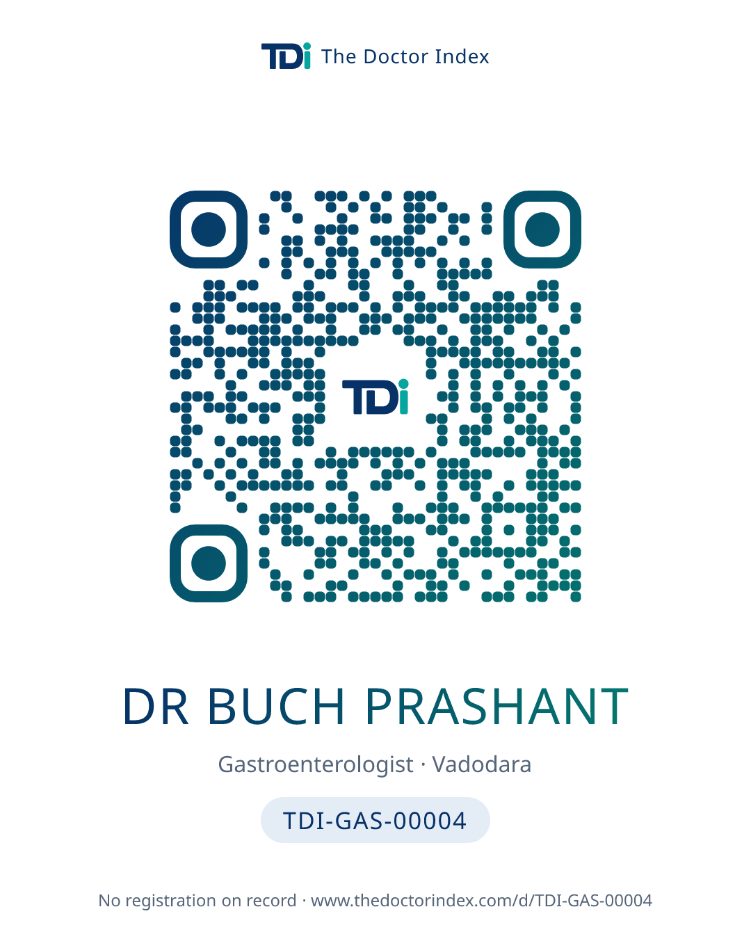 QR card for Dr Buch Prashant, TDI-GAS-00004