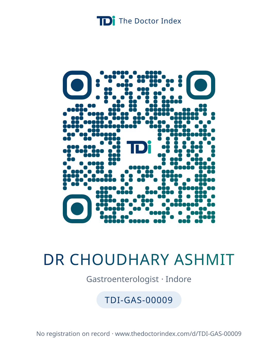QR card for Dr Choudhary Ashmit, TDI-GAS-00009