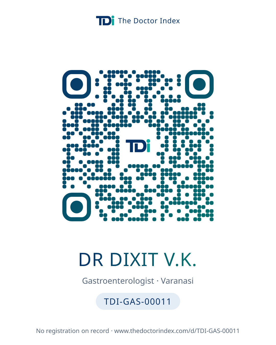 QR card for Dr Dixit V.K., TDI-GAS-00011