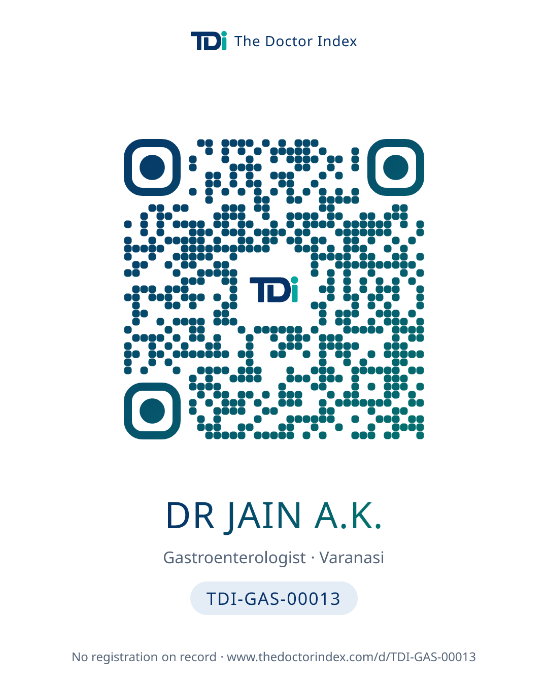 QR card for Dr Jain A.K., TDI-GAS-00013