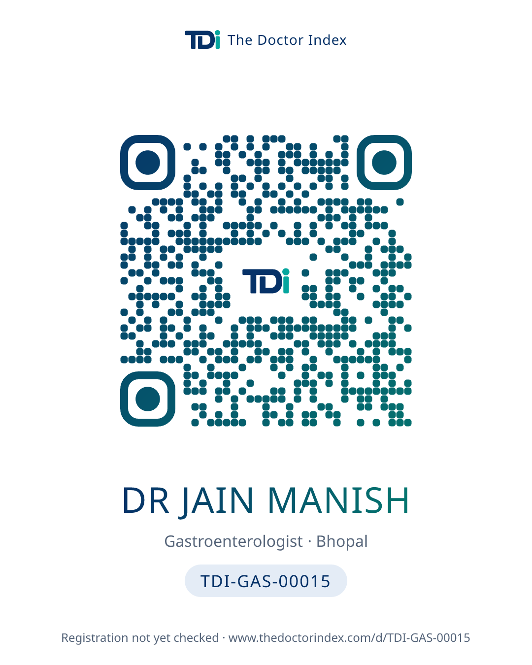 QR card for Dr Jain Manish, TDI-GAS-00015