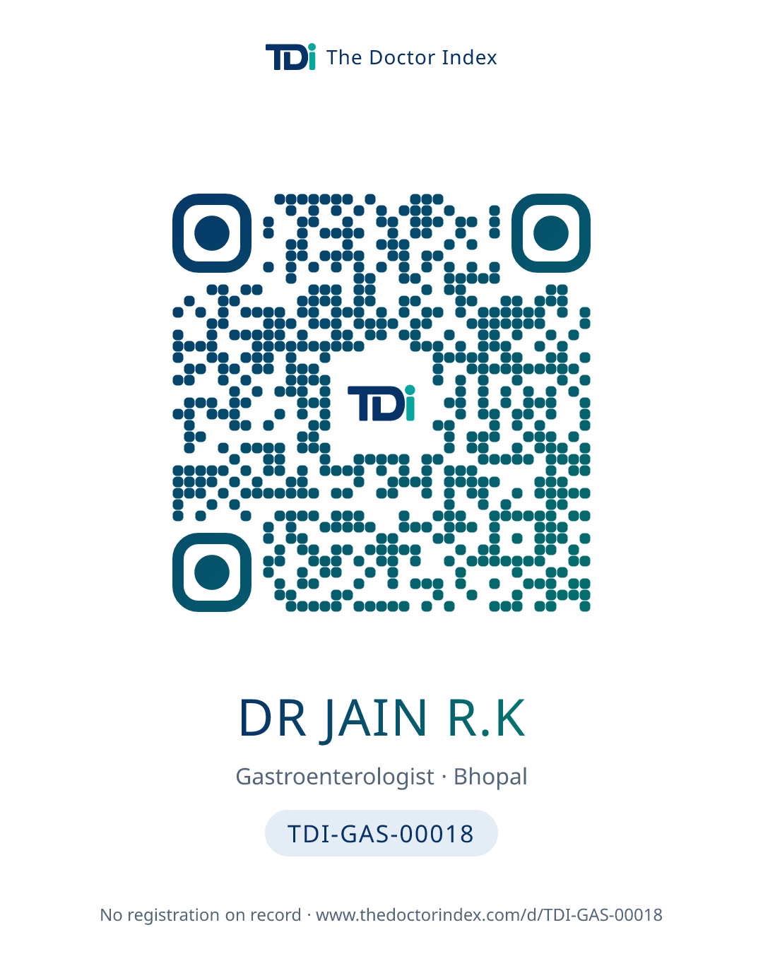 QR card for Dr Jain R.K, TDI-GAS-00018