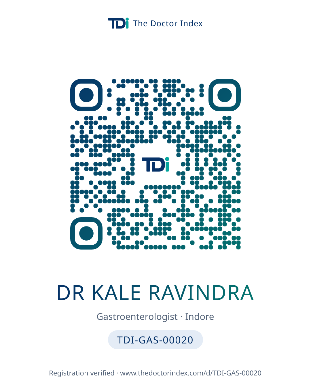 QR card for Dr Kale Ravindra, TDI-GAS-00020